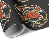 Brandweerman ADD NAME Brandweerpost Badge Cadeaupapier (Rol Hoek)