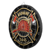 Brandweerman ADD NAME Brandweerpost Badge Dartbord (Voorkant Rechts)