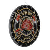 Brandweerman ADD NAME Brandweerpost Badge Dartbord (Voorkant Links)