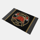 Brandweerman ADD NAME Brandweerpost Badge Deurmat (Schuin)