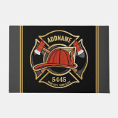 Brandweerman ADD NAME Brandweerpost Badge Deurmat (Voorkant)