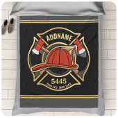 Brandweerman ADD NAME Brandweerpost Badge Fleece Deken