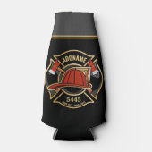 Brandweerman ADD NAME Brandweerpost Badge Flesjeskoeler (Voorkant)