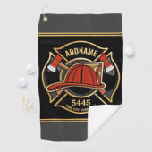 Brandweerman ADD NAME Brandweerpost Badge Golfhanddoek (Insitu)