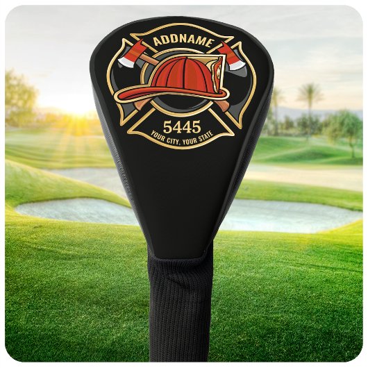 Brandweerman ADD NAME Brandweerpost Badge Golfheadcover