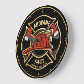 Brandweerman ADD NAME Brandweerpost Badge Grote Klok (Hoek)