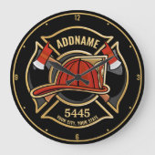 Brandweerman ADD NAME Brandweerpost Badge Grote Klok (Voorkant)
