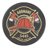 Brandweerman ADD NAME Brandweerpost Badge Hockey Puck (Voorkant)