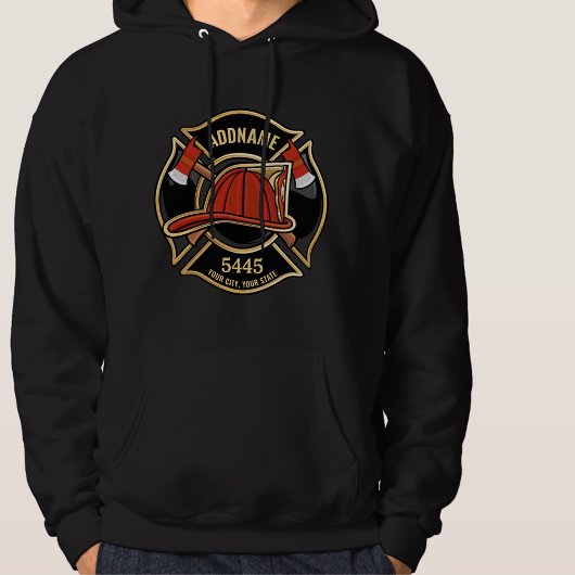 Brandweerman ADD NAME Brandweerpost Badge Hoodie