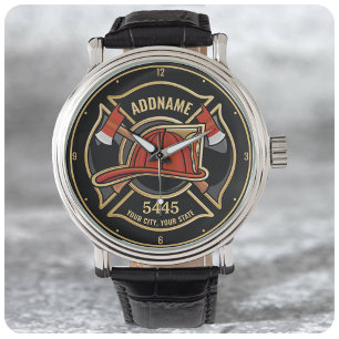 Brandweerman ADD NAME Brandweerpost Badge Horloge