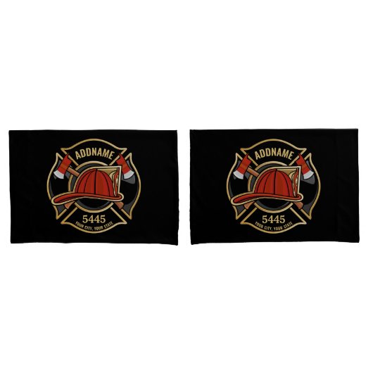 Brandweerman ADD NAME Brandweerpost Badge Kussensloop (Voorkant-Set)