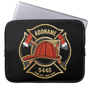 Brandweerman ADD NAME Brandweerpost Badge Laptop Sleeve