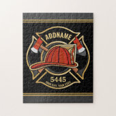 Brandweerman ADD NAME Brandweerpost Badge Legpuzzel (Verticaal)