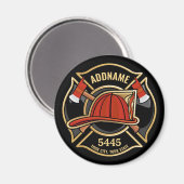 Brandweerman ADD NAME Brandweerpost Badge Magneet (Voorkant / Achterkant)