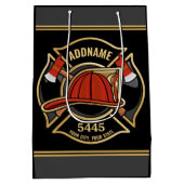 Brandweerman ADD NAME Brandweerpost Badge Medium Cadeauzakje (Achterkant)