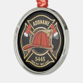 Brandweerman ADD NAME Brandweerpost Badge Metalen Ornament (Links)