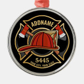 Brandweerman ADD NAME Brandweerpost Badge Metalen Ornament (Voorkant)