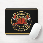 Brandweerman ADD NAME Brandweerpost Badge Muismat (Met muis)