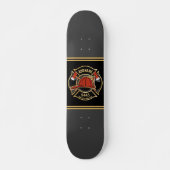 Brandweerman ADD NAME Brandweerpost Badge Persoonlijk Skateboard (Voorkant)