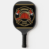 Brandweerman ADD NAME Brandweerpost Badge Pickleball Paddle (Achterkant)