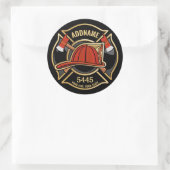 Brandweerman ADD NAME Brandweerpost Badge Ronde Sticker (Tas)