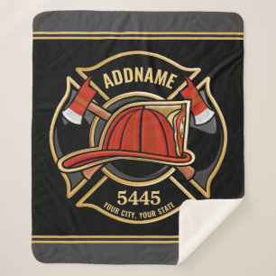Brandweerman ADD NAME Brandweerpost Badge Sherpa Deken