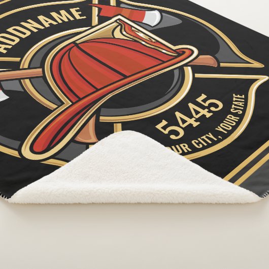 Brandweerman ADD NAME Brandweerpost Badge Sherpa Deken (3/4)