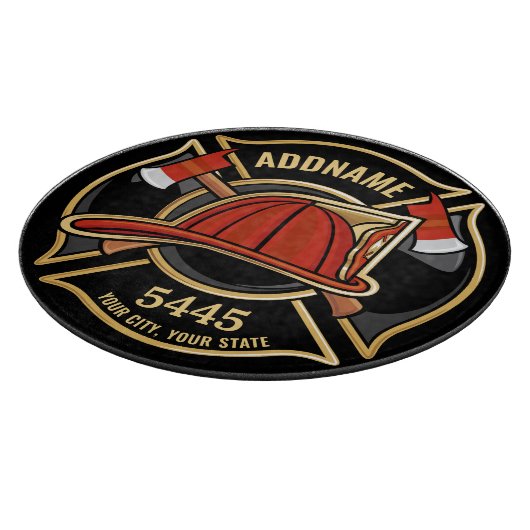 Brandweerman ADD NAME Brandweerpost Badge Snijplank (Hoek)