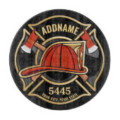 Brandweerman ADD NAME Brandweerpost Badge Snijplank (Voorkant)