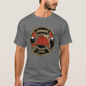 Brandweerman ADD NAME Brandweerpost Badge T-shirt (Voorkant)