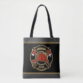 Brandweerman ADD NAME Brandweerpost Badge Tote Bag (Voorkant)