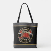 Brandweerman ADD NAME Brandweerpost Badge Tote Bag (Achterkant)
