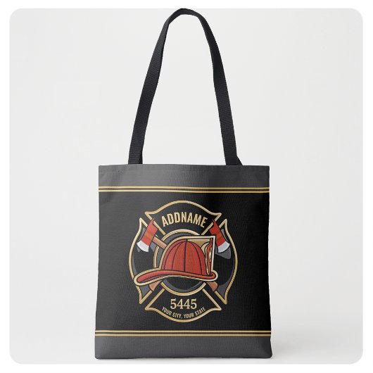 Brandweerman ADD NAME Brandweerpost Badge Tote Bag