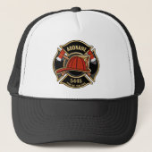 Brandweerman ADD NAME Brandweerpost Badge Trucker Pet (Voorkant)