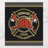 Brandweerman ADD NAME Brandweerpost Badge Wijn Etiket (Enkel label)