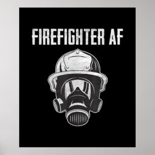 brandweerman AF Gasmasker Funny Firefighter Poster