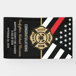 Brandweerman Afstudeerfeest Rode lijn Brandweerman Spandoek