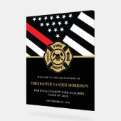 Brandweerman afstudeerfeest welkom acryl bord (Hoek)