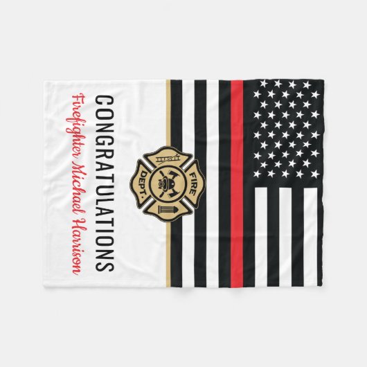 Brandweerman Afstuderen Brandweerman Fleece Deken (Voorkant (Horizontaal))