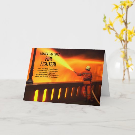 Brandweerman Afstuderen gefeliciteerd Kaart (Gele Bloem)