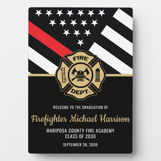 Brandweerman Afstuderen Red Line Brandweerman Welk Fotoplaat (voorkant)