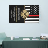 Brandweerman Afstuderen Rode Vlag Brandweerman Par Spandoek (Beurs)