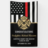 Brandweerman Afstuderen Rode Vlag Brandweerman Par Spandoek (Verticaal)