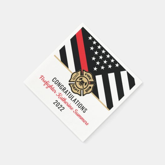 Brandweerman Afstuderen Thin Red Line Fire Academy Servet (Hoek)