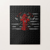 Brandweerman Amerikaanse vlag Ax Legpuzzel (Verticaal)