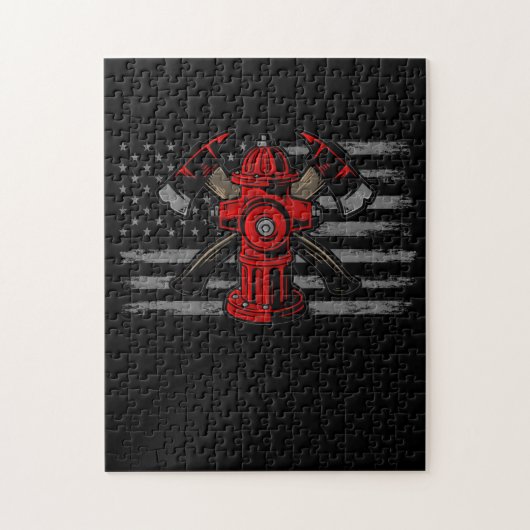 Brandweerman Amerikaanse vlag Ax Legpuzzel (Verticaal)