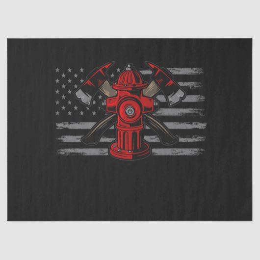 Brandweerman Amerikaanse vlag Ax Tissuepapier (Voorkant)