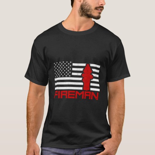 Brandweerman Amerikaanse vlag cadeau met lange mou T-shirt (Voorkant)