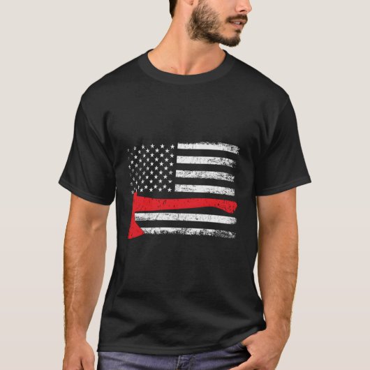 Brandweerman Amerikaanse Vlag Dunne Rode Lijn Best T-shirt (Voorkant)