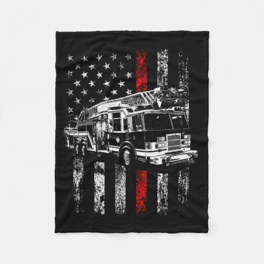 Brandweerman Amerikaanse Vlag Dunne Rode Lijn Bran Fleece Deken (Voorkant)